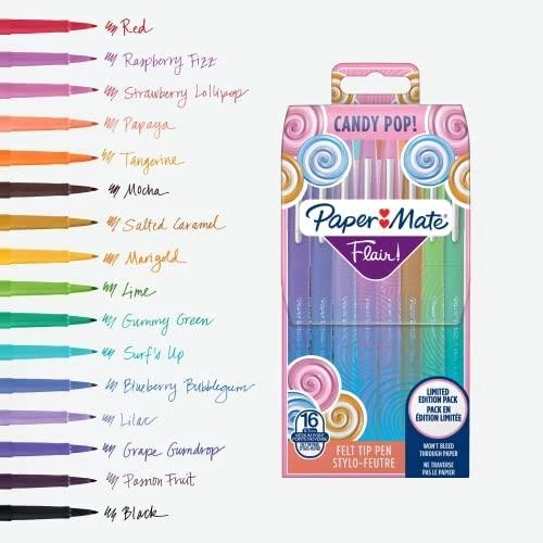 Tušinukų rinkinys piešimui PaperMate Flair Candy Pop Dėklas 16 Vnt. - 2061395