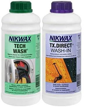 Komplektas Nikwax skalbiklis ir impregnavimo priemonė (TECH WASH 1 Ltr + TX. DIRECT WASH-IN 1 Ltr)