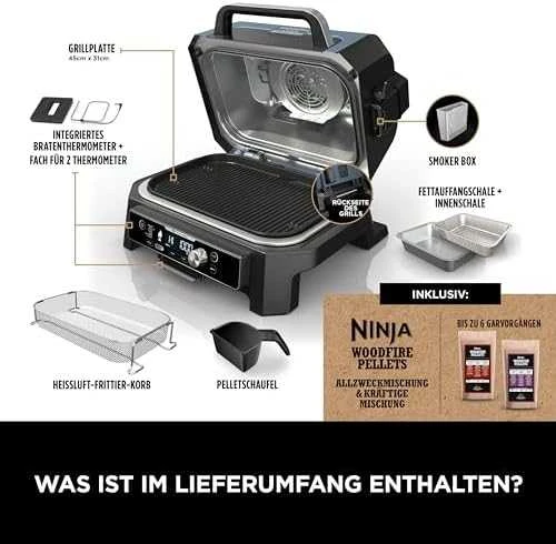 Elektrinis grilis Ninja OG901EU Woodfire Pro Connect XL