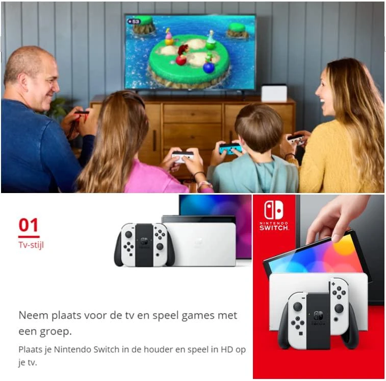Nintendo Switch OLED konsolė (su Neon Raudona ir Neon Mėlyna Joy-Con)