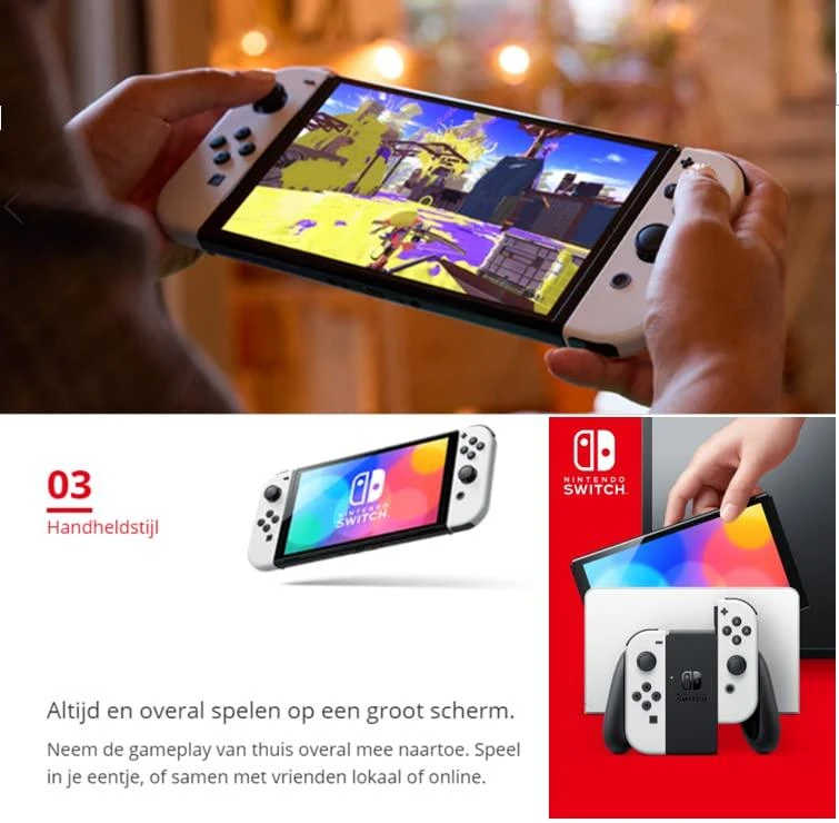 Nintendo Switch OLED konsolė (su Neon Raudona ir Neon Mėlyna Joy-Con)