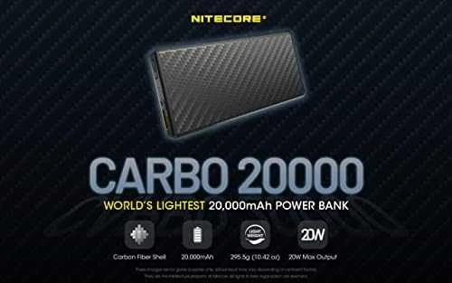 Nitecore Carbo 20000 mAh 20W įkroviklis
