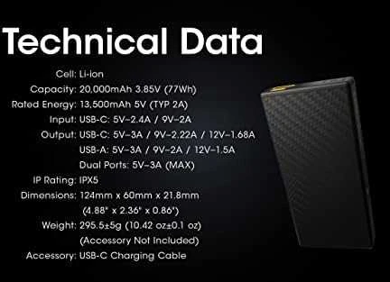 Nitecore Carbo 20000 mAh 20W įkroviklis