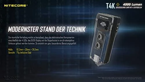 Žibintuvėlis - Nitecore T4K 4000 Liumenų Įkraunamas Raktų Pakabukas