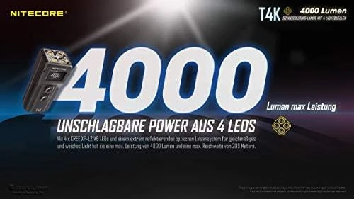 Žibintuvėlis - Nitecore T4K 4000 Liumenų Įkraunamas Raktų Pakabukas