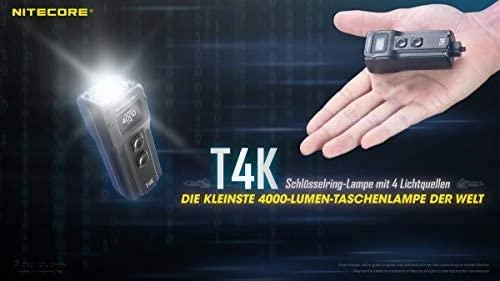 Žibintuvėlis - Nitecore T4K 4000 Liumenų Įkraunamas Raktų Pakabukas