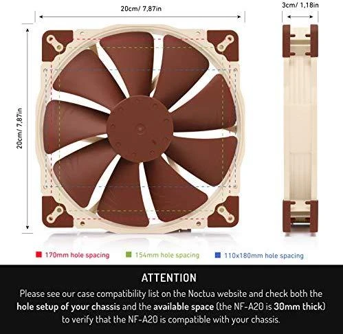 Noctua NF-A20 FLX Kompiuterio dėklas Fan 20 cm rusvai gelsvas, Brown