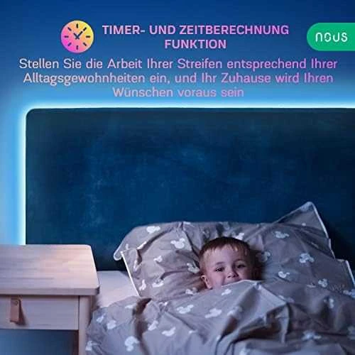 LED juostos komplektas su Wi-Fi valdikliu ir maitinimo šaltiniu, RGB, 10m, 36W, TUYA / Smart Life, NOUS