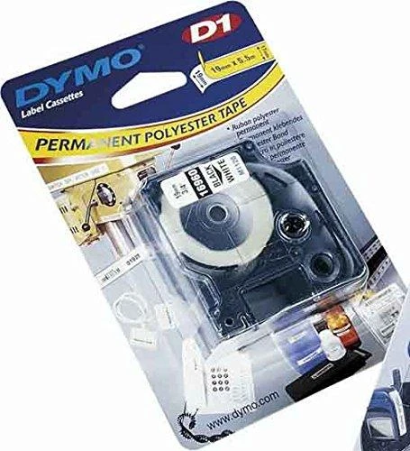 D1, žymėjimo juosta poliesteryje, 19 mm, juodas tekstas ant baltos juostos, 5,5 m DYMO / 16960