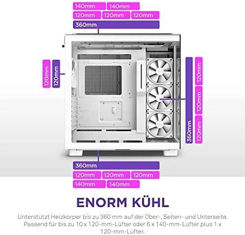 NZXT PC dėklas H9 Elite Midi bokštinis langas baltas