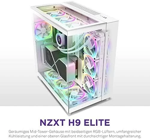NZXT PC dėklas H9 Elite Midi bokštinis langas baltas