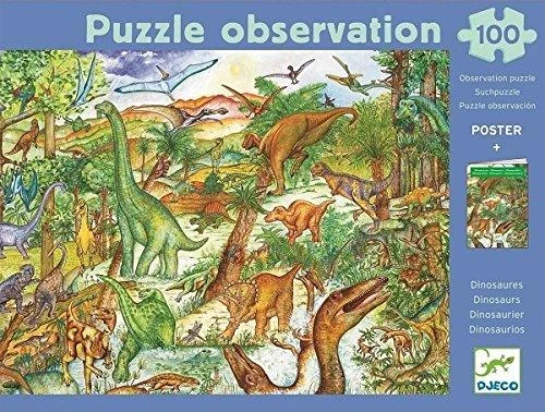 Djeco Dėlionė + brošiūra - Dinozaurai (100 detalių) ( DJ07424 )
