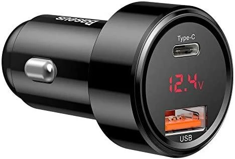 Dėklas Baseus Magic automobilinis įkroviklis USB + USB-C QC 4.0 PD 45W - Raudonas / Mėlynas