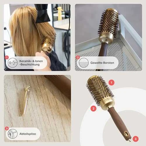 Plaukų šepetys džiovinimui Olivia Garden Expert Blowout Shine Gold&Brown 45 mm