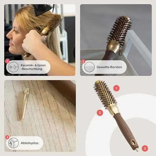 Plaukų šepetys džiovinimui Olivia Garden Expert Blowout Shine Gold&Brown 25 mm