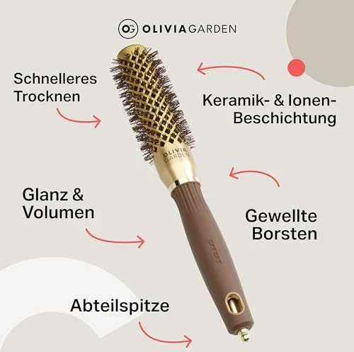 Plaukų šepetys džiovinimui Olivia Garden Expert Blowout Shine Gold&Brown 25 mm