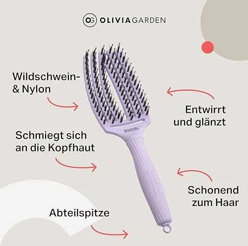 Plaukų šepetys džiovinimui Olivia Garden Fingerbrush Lavender Medium
