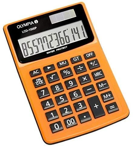Oranžinis Olympia skaičiuotuvas su LCD ekranu