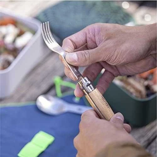 Peilis Nr. 8 nerūdijančio plieno, pikniko rinkinys su šakute ir šaukštu, Opinel