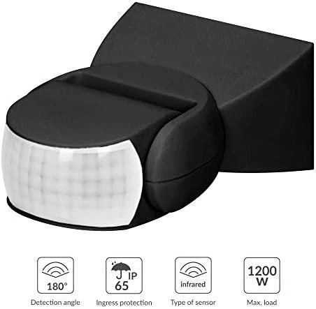 Energizer ORNO MOTION SENSOR 180 DEGREE IP65, 1200 W Juodas VERTICAL AND HORIZONTAL ADJUSTMENT &&