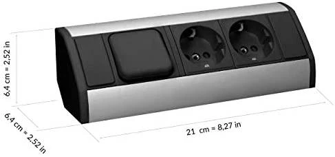Orno Lizdas Baldinis lizdas 2x2P+Z su jungikliu, juodas ir sidabrinis