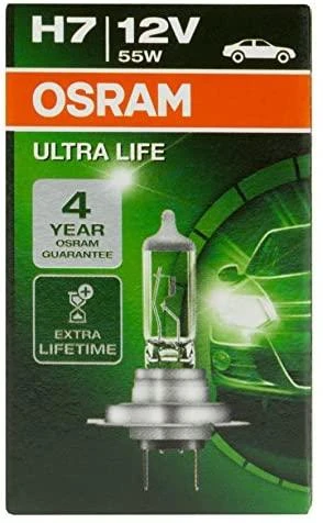 OSRAM ULTRA LIFE H7 55W lemputė pakuotėje