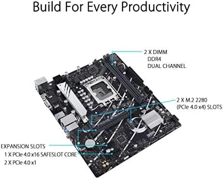 Pagrindinė plokštė ASUS Intel B760 Express / LGA1700 / Micro-ATX / Memory DDR4 / Atminties lizdai 2 / 2xPCI-Express 4.0 1x / 1xPCI-Express 4.0 16x / 2xM.2 / 1x15pin D-sub / 1xHDMI / 2xUSB 2.0 / 4xUSB 3.2 / 1xPS/2 / 1xRJ45 / 3xAudio port