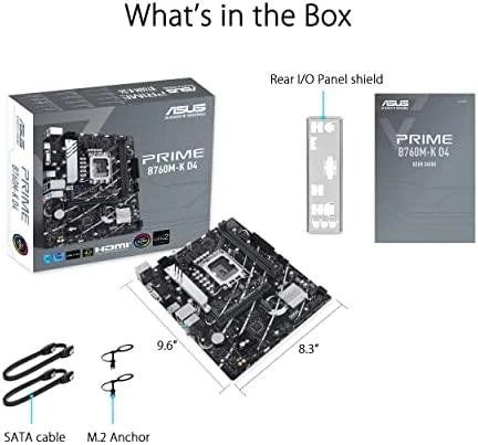 Pagrindinė plokštė ASUS Intel B760 Express / LGA1700 / Micro-ATX / Memory DDR4 / Atminties lizdai 2 / 2xPCI-Express 4.0 1x / 1xPCI-Express 4.0 16x / 2xM.2 / 1x15pin D-sub / 1xHDMI / 2xUSB 2.0 / 4xUSB 3.2 / 1xPS/2 / 1xRJ45 / 3xAudio port