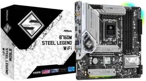 Pagrindinė plokštė ASROCK Intel B760 Express, LGA1700, Micro-ATX, Atmintis DDR5, Atminties lizdai 4, 1xPCI-Express 4.0 1x, 1xPCI-Express 5.0 16x, 4xM.2, 1xHDMI, 1xDisplayPort, 2xUSB, 2xUSB, 2x,3. 1xPS/2, 1xRJ45, 3xgarso prievadas, B760MSTEELLEGENDWIFI