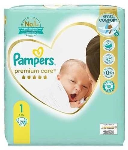 Pampers Premium Care Sauskelnės, 1 Dydis (Mini), 72 Sauskelnės, 2–5kg