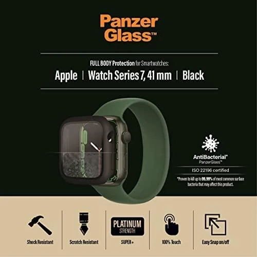 Panzer Glass PanzerGlass Viso korpuso Apple Watch 7 41mm ekrano apsauga, Juoda
