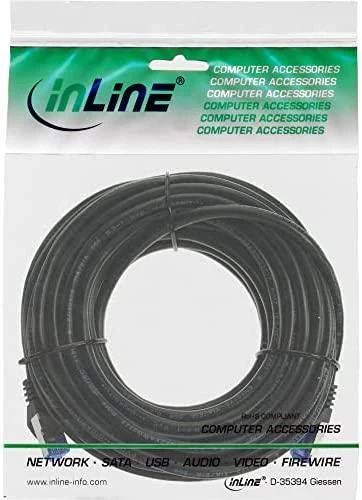 InLine - Komutacinis kabelis - RJ-45 (M) iki RJ-45 (M) - 10,0 m - SFTP, PiMF - CAT 6a - Lauko, Apvalus, Suvytas - Juodas (72800S)