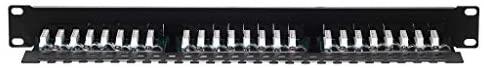 NETRACK 104-01 patch panel 19inch 24-jungtys kat. 5e UTP su lentyna