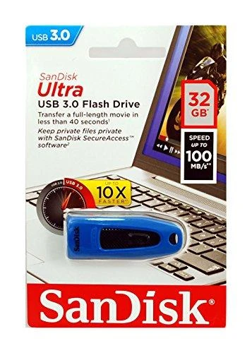 USB laikmena SanDisk Ultra 32GB, mėlyna