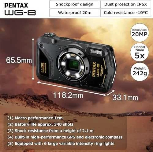 Ricoh Pentax WG-8 Juodas