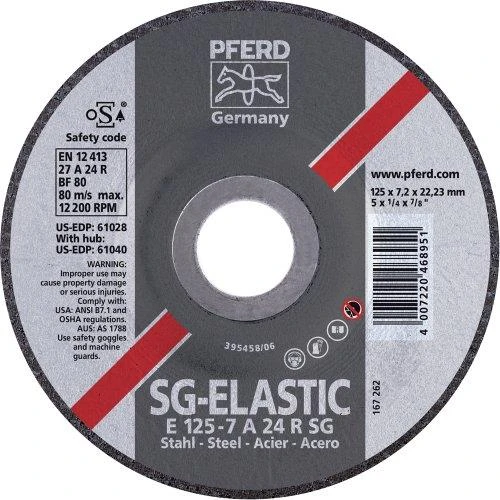 Metalo šlifavimo diskas Ø125x7x22mm E125-7A24R SG PFERD