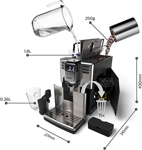 Kavos aparatas Philips Espresso EP5335/10 Su pieno plakikliu, Automatinis, Nerūdijantis plienas / juodas