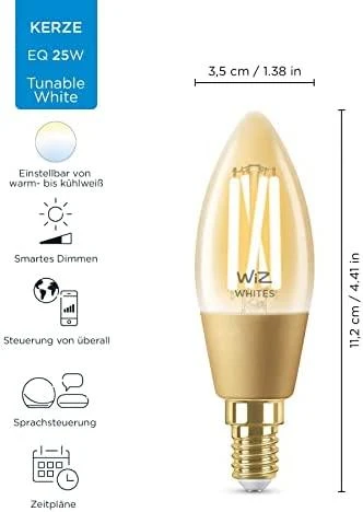 Signify WiZ - C35 Amber Candle E14 Tunable Filament - Smart Home