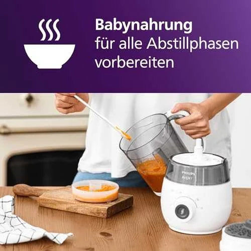 Garų puodas PHILIPS AVENT GARINTUVAS IR TRINTUVAS 4IN1 SCF883 SU INDELIŲ RINKINIU
