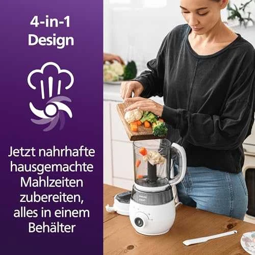 Garų puodas PHILIPS AVENT GARINTUVAS IR TRINTUVAS 4IN1 SCF883 SU INDELIŲ RINKINIU