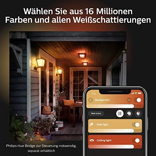 Philips Hue Econic Sieninis lauko šviestuvas (Baltas ir spalvotas)