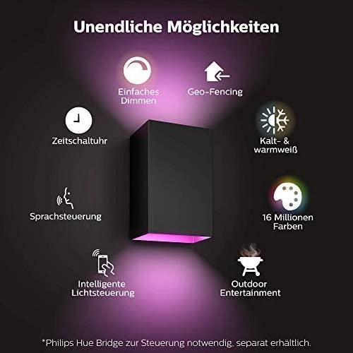 Philips Hue Sieninis lauko šviestuvas Resonate (Baltas ir spalvotas)