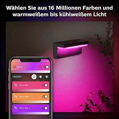 Sieninis šviestuvas Philips Hue Nyro kinkiet juodas 1x13.5 W