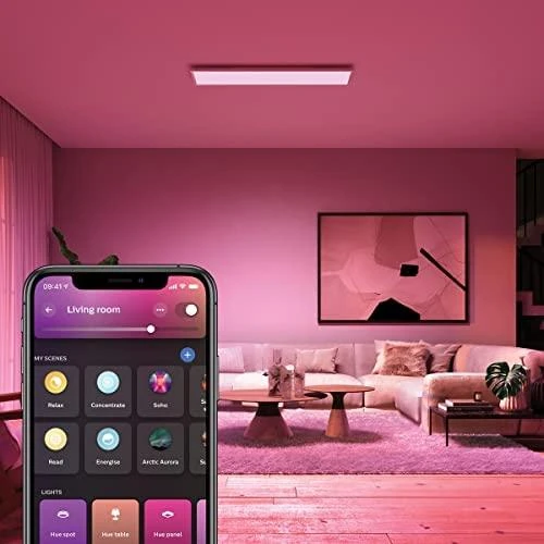 Lubinis šviestuvas „Philips Hue Surimu“ stačiakampis skydelis | 100 W | Baltas ir spalva 2000-6500 Atspalvis Baltas Color Ambiance | Bluetooth
