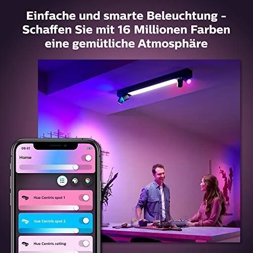 Lubinis šviestuvas Philips Hue Centris 4 taškų juoda specialios formos BT lubinė lempa