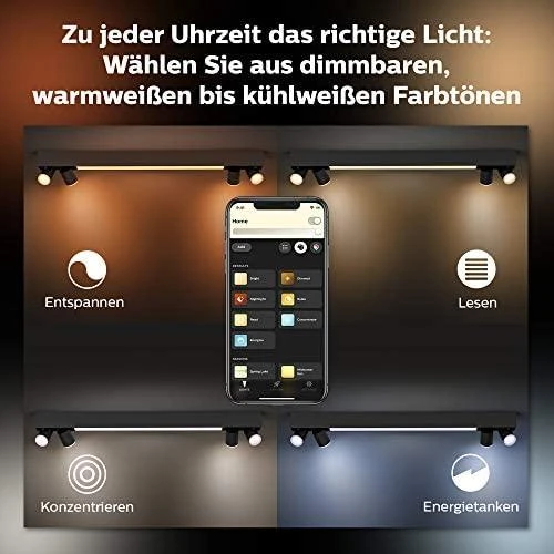 Lubinis šviestuvas Philips Hue Centris 4 taškų juoda specialios formos BT lubinė lempa