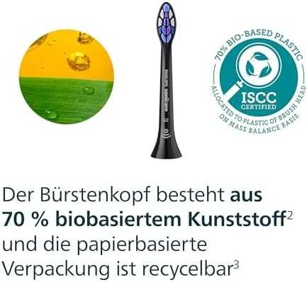 6 dalių šepetėlių galvučių pakuotė Philips Sonicare Sensitive HX6056/88, juodos spalvos