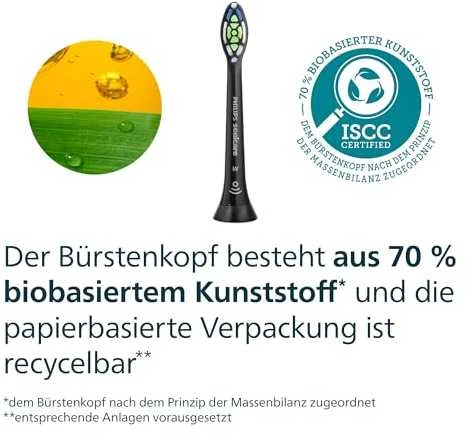 8 dalių šepetėlių galvučių pakuotė Philips Sonicare Optimal White HX6068/88, Juodos spalvos