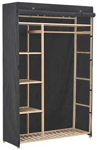 Drabužių spinta, audinys ir pušies mediena, 110x40x170cm