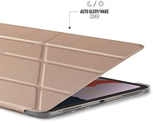 Pipetto iPad Pro 2018 11 colių origami dėklas – rožinis auksinis / skaidrus